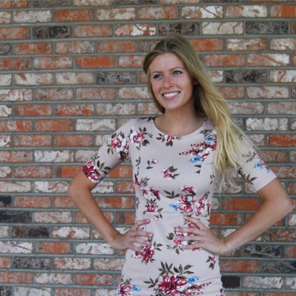 Women’s body con pink floral dress